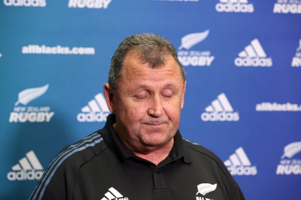 All Blacks coach Ian Foster looks sad as he speaks at a media conference