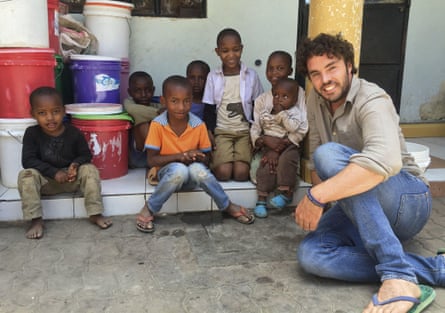 Damon Gameau with a group of children in a scene from 2040