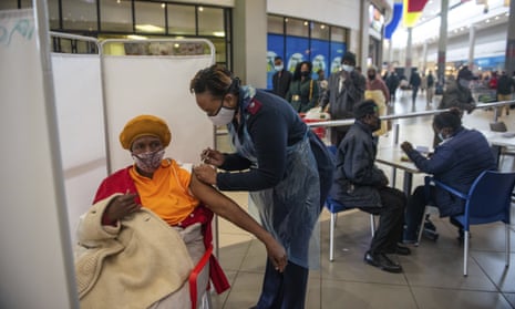 A patient receives a Johnson &amp; Johnson Covid vaccine in South Africa, 6 July 2021.