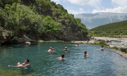 Hot springs at the Langarica Canyon, beside the Vjosa River.