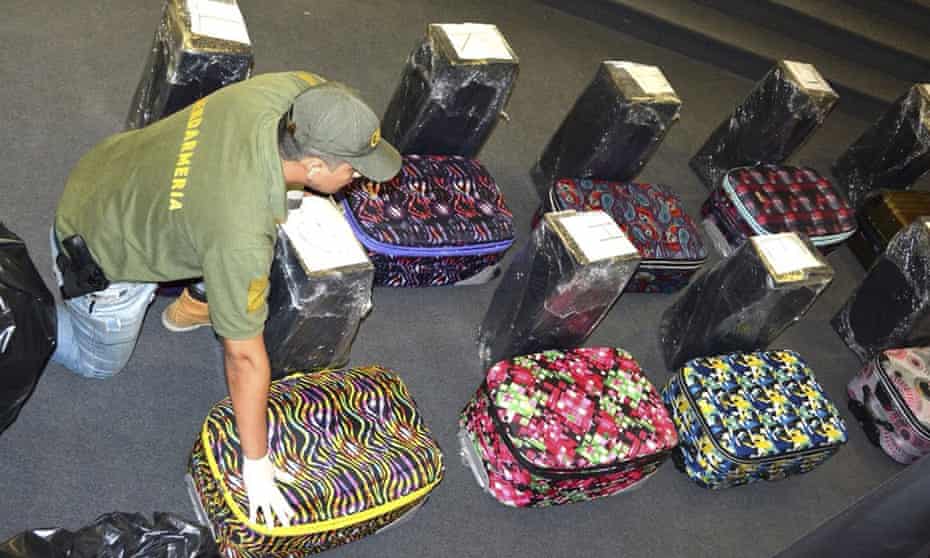 Sixteen pieces of luggage were found to contain cocaine