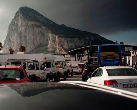 Vehicles queue at the border of the British Colony of Gibraltar in La Linea de la Concepcion on April 7, 2017.
Gibraltar on April 6, 2017 accused Spain of causing long traffic jams with tightened border controls, saying it was "clearly a response" to rising political tensions over the British territory. As Gibraltar emerges as a sore point in Britain's exit negotiations with the European Union, Deputy Chief Minister Joseph Garcia complained of traffic tie-ups on Wednesday on the border of the rocky British outcrop at Spain's southern tip.
/ AFP PHOTO / JORGE GUERREROJORGE GUERRERO/AFP/Getty Images