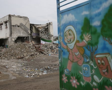 The destroyed building of Shajareh Tayyebeh school in Minab.