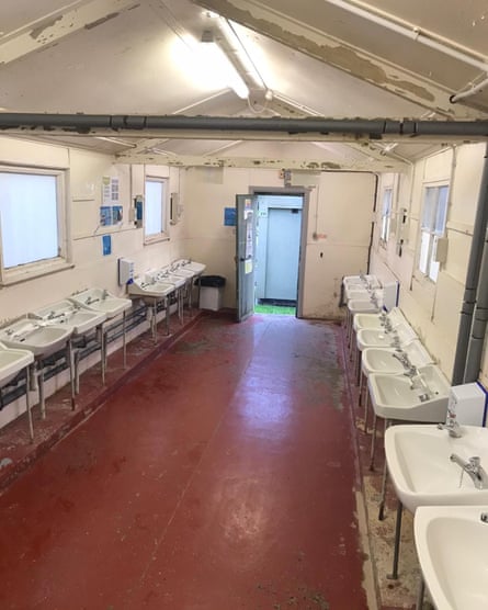 Wash facilities for the asylum seekers.