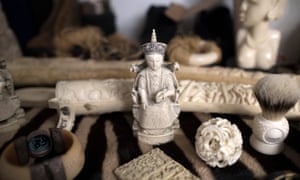 Ivory carvings seized at Heathrow in 2017.