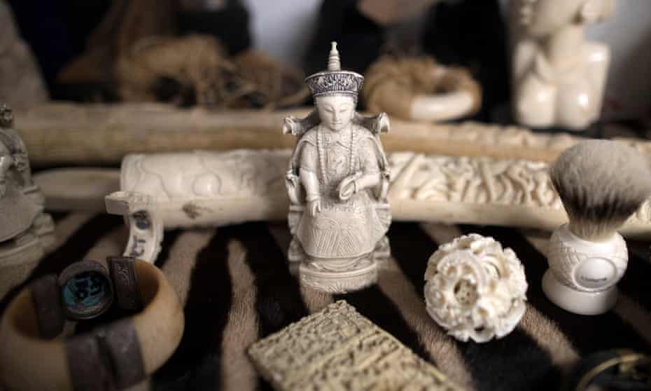 Ivory carvings seized by the UK Border Force at Heathrow Airport 2017
