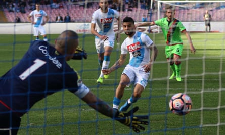 Lorenzo Insigne puts Napoli ahead from the penalty spot against Crotone.