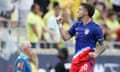 Christian Pulisic celebrates his goal against Brazil