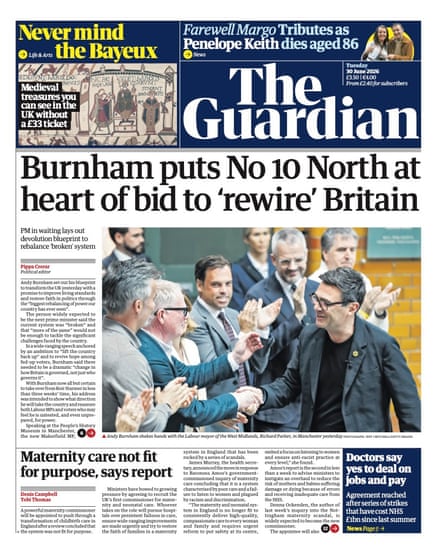 Front page of the Guardian 30 June 2026