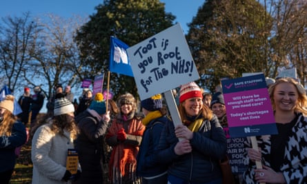 Nurses on the picket line at the Royal Devon and Exeter Hospital in Exeter.