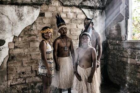 A group of young Macuxi people at the Indigenous Education and Culture Centre, in Surumu.