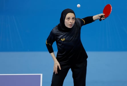 Dina Meshref of Egypt stays focused in her victory against Lilou Massart of Belgium