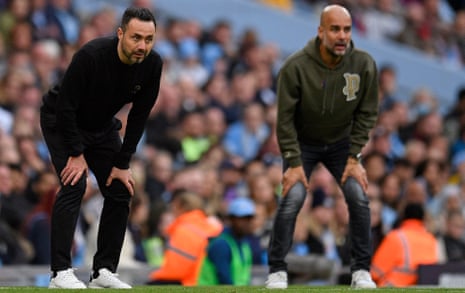 Brighton's Roberto De Zerbi and Manchester City's Pep Guardiola have guided their teams to once-in-a-generation seasons