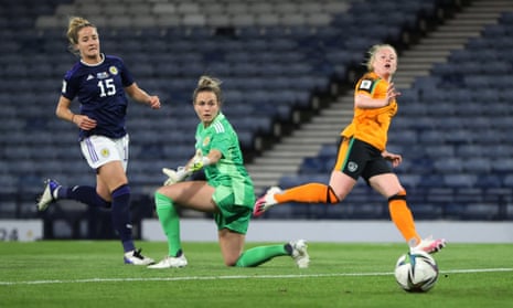 Republic of Ireland's Amber Barrett scores her first goal