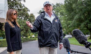 Donald Trump with first lady Melania Trump prior to boarding Marine One outside the White House in Washington Thursday.
