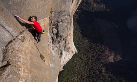 ‘Buttock-clenchingly tense’ … Alex Honnold climbs El Capitan in Yosemite, California.