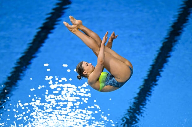 Brittany O'Brien on her way to silver in the 1m springboard event.