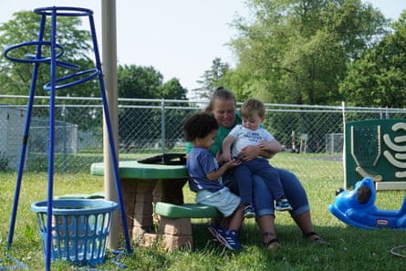 a women and two children