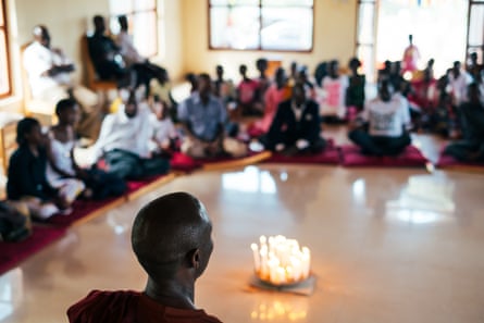 Inside the Uganda Buddhist Centre, south of Kampala, on Vesak day.