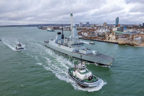 HMS Dragon leaves Portsmouth.