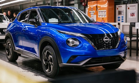 A hybrid Nissan Juke sports utility vehicle on the production line at the Nissan factory in Sunderland, UK