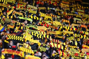 Watford fans show their support ahead of kick-off.