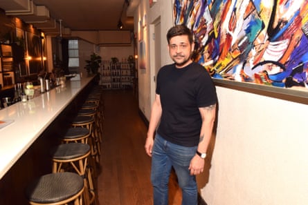 a man standing in a resturant