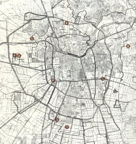 Locations of Operación Sitio around Santiago.