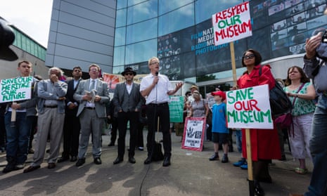 A protest outside the National Media Museum in Bradford after the announcement that it is threatened with closure.