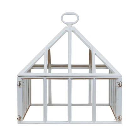White barred cloche in greenhouse shape