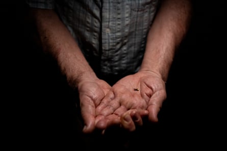 A man holding a glow-worm in his hands