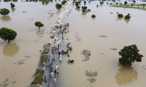 Aerial view of flooding in Hadeja, Nigeria, in 2022. As with the latest warning the floods were caused by heavy rainfall and the release of water from the Lagdo dam in Cameroon.