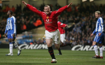 Wayne Rooney celebrates one of his record 253 goals for Manchester United.