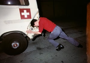 Robert Lee crashing into white van, 1977