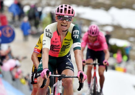 Magnus Cort during a climb in this year’s Giro d’Italia.