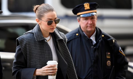 Gigi Hadid arrives at Manhattan criminal court in New York, New York, on 16 January. 