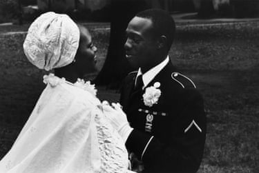 From Series: Harlem – Say I Do, 1978 In Harlem, Barrat is known as ‘Picture Girl’. She visits the neighbourhood every day to see loved ones and share moments of their lives. ‘I met this couple one day while stuck on a stalled subway train,’ she says. ‘We had a lot of fun and became friends instantly. They were getting married the next day and invited me to the wedding.’ Barrat’s friend Yves Saint Laurent loved this photo, and had it displayed in his bedroom