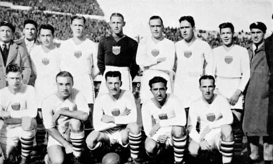 The USA team for their 6-1 semi-final defeat by Argentina. Bert Patenaude is in the middle in the front row.