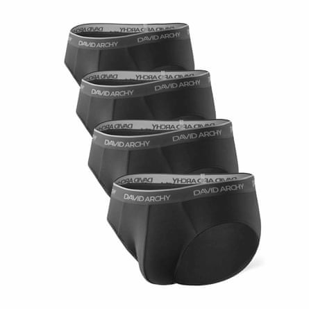 Four pairs of David Archy black bamboo briefs with a David Archy branded waistband.