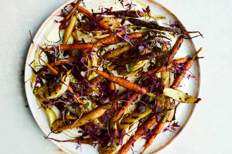 Anna Jones’s charred carrot and fennel salad with spiced maple.