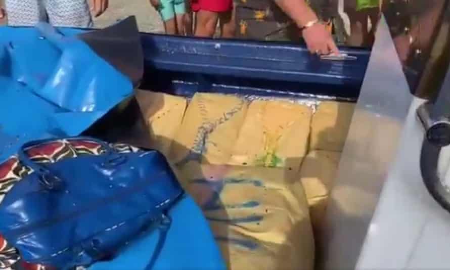 The police said a package containing marijuana was found on the ship.