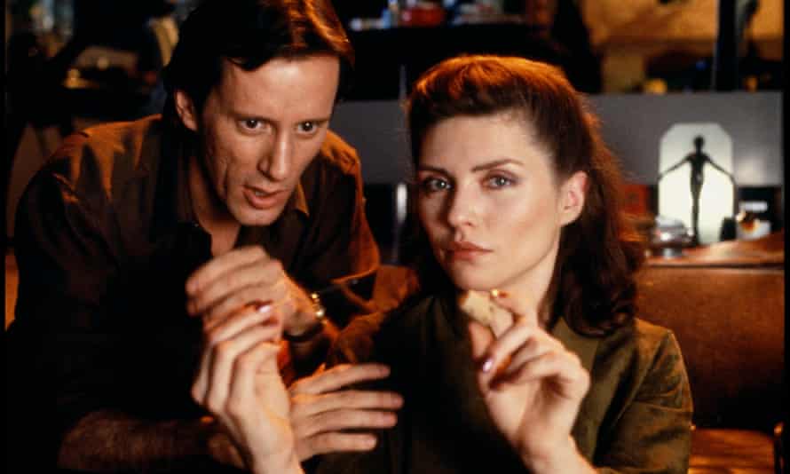 With James Woods in Videodrome, 1983.