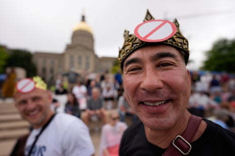 Thousands of people joined a No Kings protest in Atlanta on Saturday.