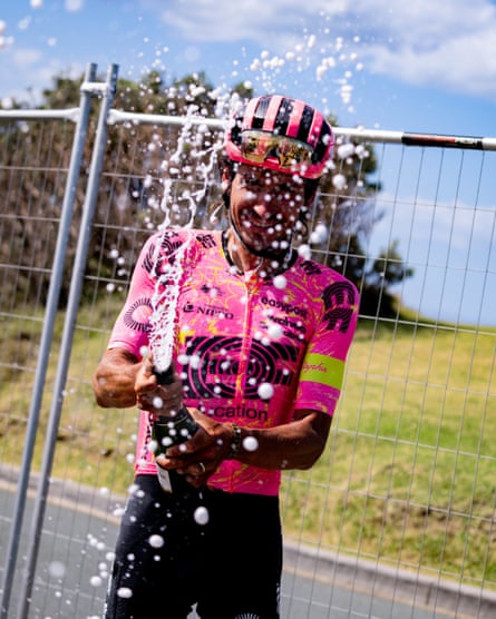 Morton with champagne