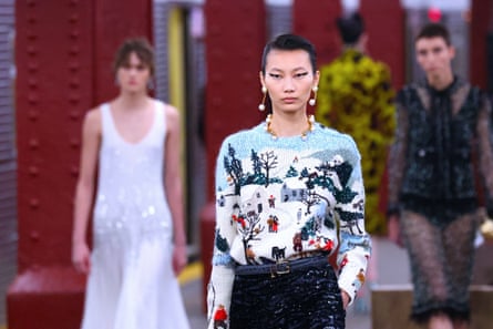 ‘The names of the team producing influential collections will now be known’ … a model on the catwalk at the latest Chanel show.