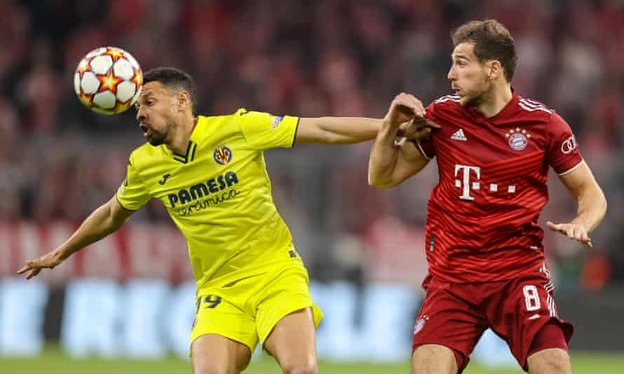 Francis Coquelin tussles with Bayern Munich's Leon Goretzka in Villarreal's quarter-final win earlier this month