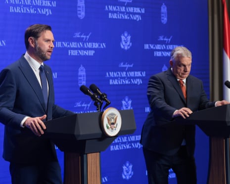 Hungarian prime minister Viktor Orbán and US vice-president JD Vance hold a joint press conference in Budapest, Hungary.
