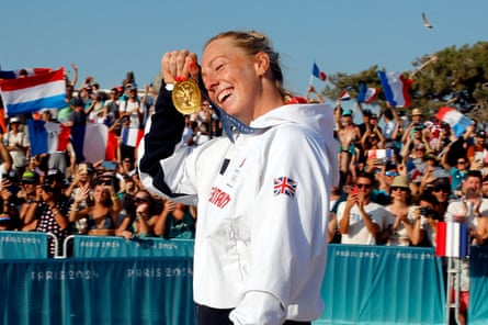 Great Britain’s Eleanor Aldridge with her gold medal after the women’s kite final