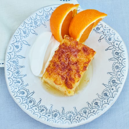 Orange and broken filo pastry pie cake.