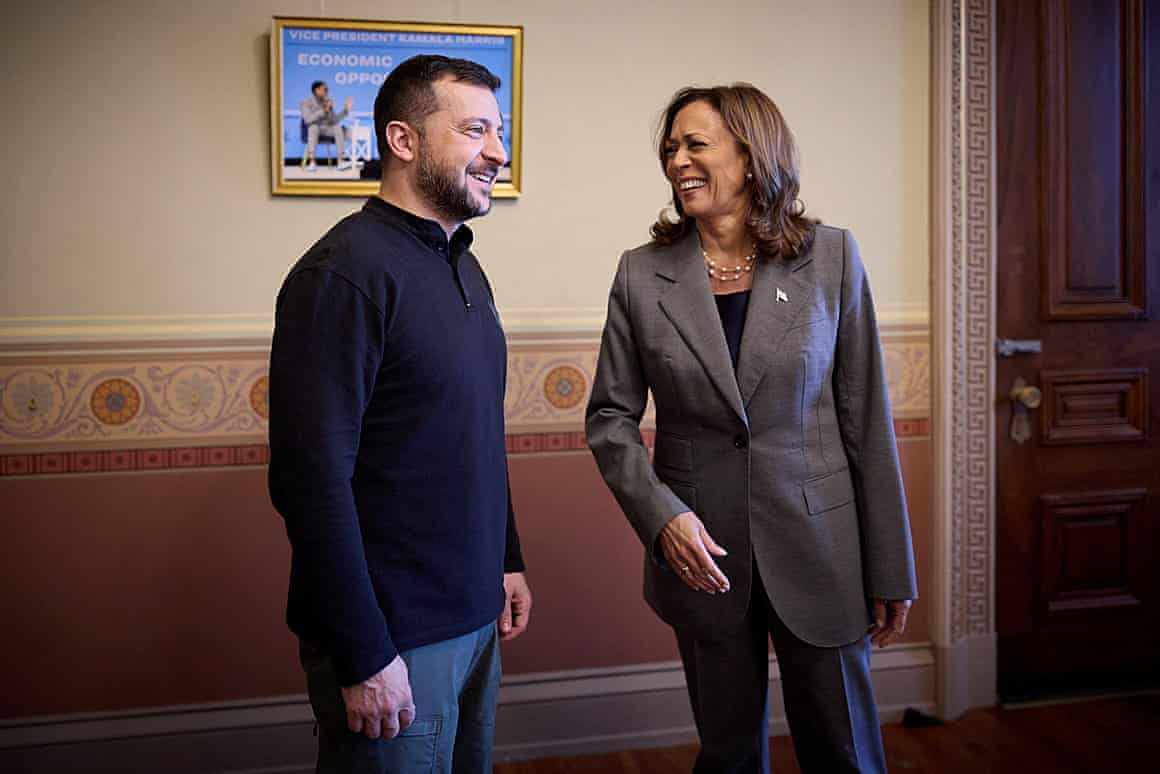 Volodymyr Zelenskyy and Kamala Harris